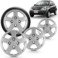 Kit 4 Calotas Ford Ka 2008-2012 Aro 13 Prata Grid - Cubo Baixo - imagem 1