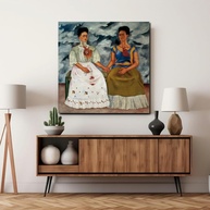 Quadro Decorativo Frida Kahlo - As Duas Fridas | Tela Premium Acetinada | Arte Mexicana Clássica para Decoração de Interiores - imagem 1