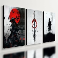 Kit 3 Quadros Decorativos Samurai - Arte Japonesa Ninja Katana 40x28cm - imagem 2