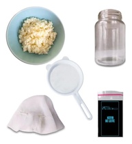 Kefir de Leite Vivo – Kit Artesanal com Frasco 500ml, Peneira, Tampa Respirável e Manual - imagem 2