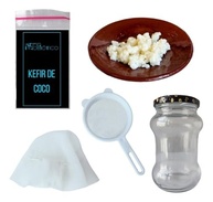 1. Kit Kefir de Leite de Coco Completo – Frasco 500ml + Manual + Tampa Voal + Peneira - imagem 1