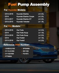 Bomba de Combustível Elétrica Hyundai Elantra, Veloster, Kia Forte - Desempenho e Confiabilidade - imagem 3