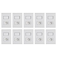 Kit 10 Interruptores com Tomada Tramontina Branco – Acabamento Perfeito - imagem 1