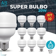 Kit 10 Lâmpadas LED 20W E27 Bivolt: Alta Potência e Luz Branca 6500K - imagem 1