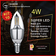 Kit 10 Lâmpadas LED Vela E14 4W Branco Frio ou Quente - imagem 1
