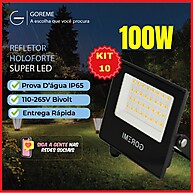 Kit 10 Refletores LED 100W Branco Frio 6500K IP65 - imagem 1