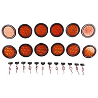 Kit 12 Luzes Traseiras Redondas 24 LEDs Amarelas 10cm 24V para Caminhão e Reboque - Sinalização Essencial - imagem 1