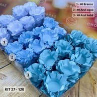 Kit 120 Forminhas para Doces Finos: Branco + Azul Aqua + Azul Bebê - imagem 1