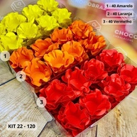 Kit 120 Forminhas para Doces Finos Coloridas - Amarelo, Laranja e Vermelho - imagem 1