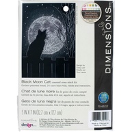 DIMENSIONS Kit Ponto Cruz Gato Black Moon Cat - 14 Unidades Aida Preto 14x18cm - imagem 1