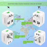 Kit 2 Adaptadores de Tomada Universal Bivolt 150+ Países | Portátil e Seguro para Viagens Internacionais - imagem 5