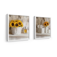Kit 2 Quadros 18x18 cm com Tema Girassol para Banheiro e Lavabo | Decoração Elegante e Sustentável - imagem 1