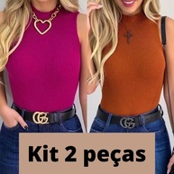 Kit 2 Blusas Tricot Gola Alta: Estilo e Economia! - imagem 1