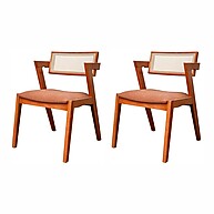 Kit 2 Cadeiras Estofadas com Rattan e Madeira Maciça - imagem 1