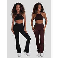 Kit 2 Calças Leggings Flare Cintura Alta - Suplex Felpado - imagem 1