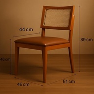 Kit 2 Cadeiras de Jantar em Madeira Maciça com Estofado em Couro e Tela Sextavada - Design Sofisticado - imagem 4