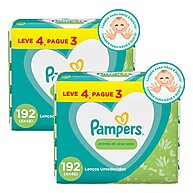 Kit 2 Lenços Umedecidos Pampers Aloe Vera – 192un Cada - imagem 1