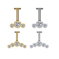 Kit 2 Piercings Labret Aço Cirúrgico com Strass - Ideal para Helix, Nariz e Mais - imagem 1