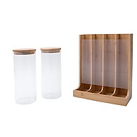 Kit 2 Potes Vidro + Porta Cápsulas Bambu 1,6L - Oikos - imagem 1