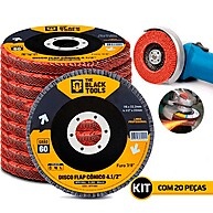 Kit 20 Discos Flap 4.1/2 Grão 60 – Acabamento Profissional - imagem 1