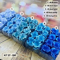 Kit 200 Forminhas Doces Festa Azul Bebê + Candy + Branco - imagem 1
