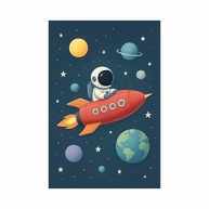 Placas Decorativas Infantil Astronauta no Espaço | Kit 3 Quadros 25x35cm - imagem 5