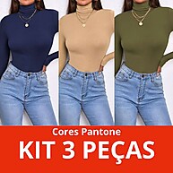 Kit 3 Blusas Gola Alta: Conforto e Estilo! - imagem 1