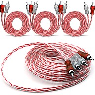 Kit 3 Cabos RCA 1m + 1 RCA 5m Vermelho Injetado - imagem 1