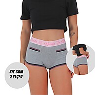 Kit 3 Calcinhas Shortinho Bang Bang Algodão Penteado - imagem 1