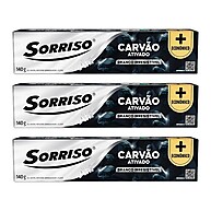 Kit 3 Creme Dental Sorriso Carvão 140g: Branqueador com Proteção - imagem 1