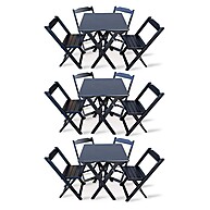Kit 3 Jogos de Mesa 60x60 com 4 Cadeiras Dobráveis – Preto - imagem 1