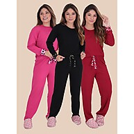 Kit 3 Pijamas Feminino Inverno Thay com Manga Longa - imagem 1