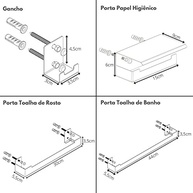Kit Acessórios Banheiro Preto Fosco 4 Peças - Moderno e Resistente - imagem 4
