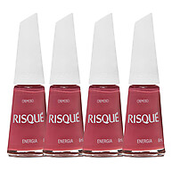 Kit 4 Esmaltes Risqué Rosas Cremosos Energia: Brilho e Cor para Seus Momentos - imagem 1