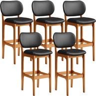 Kit 5 Banquetas Altas para Cozinha em Madeira Imbuia - Lyam Decor - imagem 1