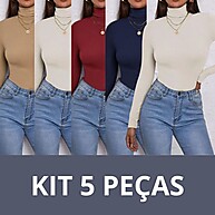 Kit 5 Blusas Gola Alta: Conforto e Estilo! - imagem 1