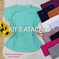 Kit 5 Blusas Viscolaycra Lisa Com Peróla – Conforto e Estilo - imagem 1