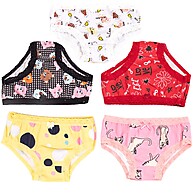 Kit 5 Calcinhas Infantil Estampada Algodão Rendinha - imagem 1