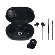 Kit 2 em 1: Fone Bluetooth Preto 5.0 Confortável + Fone Tipo C Carregamento Rápido - imagem 1