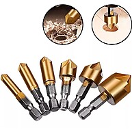 Kit 6 Brocas Escareadoras Escalonadas 6-19mm – Precisão em Madeira e Alumínio - imagem 1