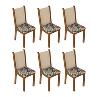 Kit 6 Cadeiras Madesa 4291: Rustic, Crema e Hibiscos - imagem 1