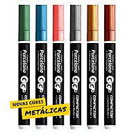 Kit 6 Canetas Metálicas para Porcelana – Pinte e Transforme - imagem 1