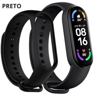 Kit 5 Pulseiras Compativel MI Band 5 e 6 Cores Preta Azul Vinho Marsala Cinza e Branco Silicone Com Pino Resistente Smartband - imagem 4