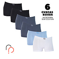 Kit 6 Cuecas Boxer Infantil Sem Costura em Microfibra - imagem 1