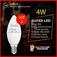 Kit 6 Lâmpadas LED para Lustre Vela 4W – Branco Frio e Quente - imagem 1