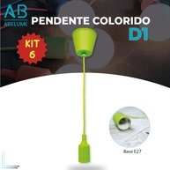 Kit 6 Luminárias Pendentes LED Coloridas – Iluminação Moderna - imagem 1