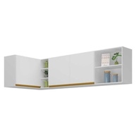 Kit Armário de Cozinha Aéreo Moderno 90cm + 150cm Veneza - Design Branco/Dourado com MDP Premium - imagem 2
