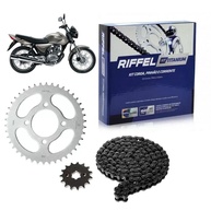 Kit Relação Riffel Titanium CG 150/160 - Corrente 428H 118L Aço 1045 - imagem 1