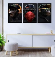 Kit 3 Quadros Decorativos Macacos Gangue - Design Moderno para Quarto e Sala - imagem 3