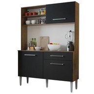 Kit Cozinha Compacta 120cm Rustic/Preto Life Madesa - Organização e Estilo para Espaços Pequenos - imagem 2